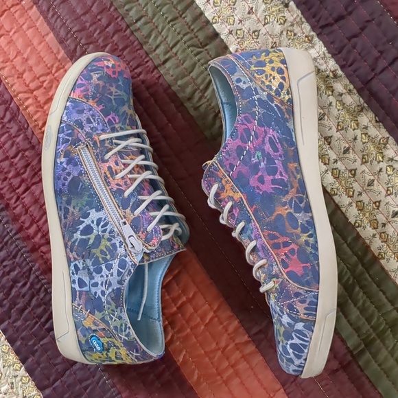 CLOUD* Aika Fidelia Blue sneaker side zip front lace soft footbed size 38 rubber - Picture 5 of 11